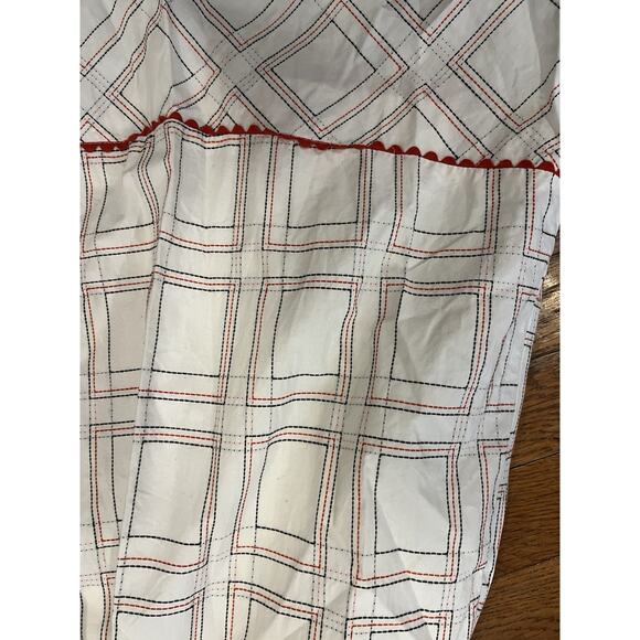 Anthropologie Floreat Dress 2 Embroidered Sleeveless Ivory Red VTG Look! - Picture 3 of 6